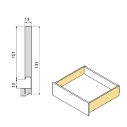 Emuca Cassetto esterno Vertex con regolazione 3D altezza 131mm, 40kg, profondità 500mm, Acciaio, Verniciato bianco