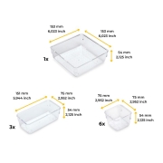 Emuca Kit di 10 contenitori organizer Cube per cassetti, Plastica, Trasparente