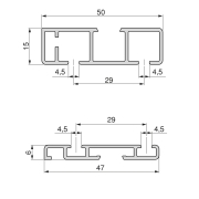 Emuca Kit di ferramentaper Flow2 2 porte scorrevoli e armadio con chiusura soft con binari di superficie 2,35 m, pannelli non inclusi, Anodizzato opaco