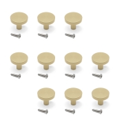 Emuca Lotto di 10 pomoli per mobili Uppsala, diametro 30mm, Alluminio, Oro