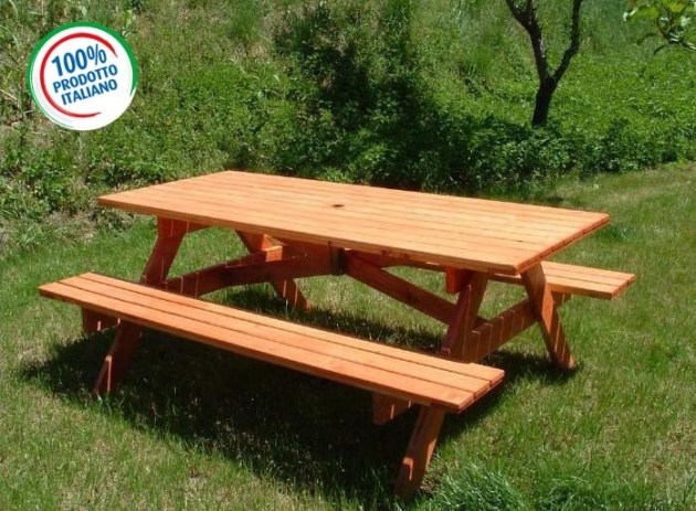 Tavolo Da Giardino Con Panche 8 + 2 posti HOLIDAY