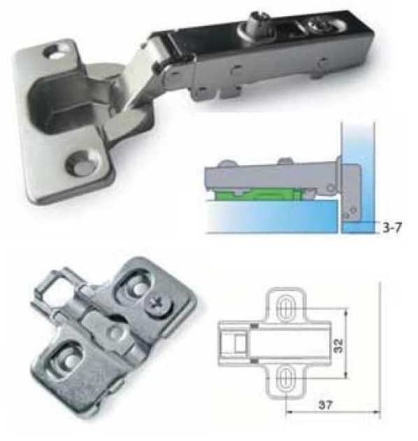 Cerniera Incoll 110° Collo 0 Box 35 mm Ammortizzata con Clip
