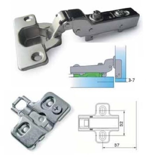 Cerniera Incoll 110° Collo 8 Box 35 mm Ammortizzata con Clip