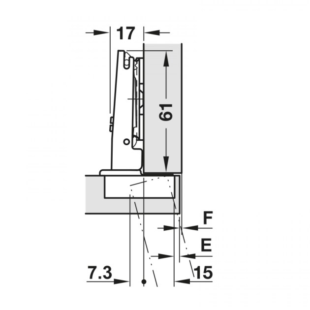 Cerniera Salice Serie 200 110° Collo 0 C2A6A99 Box 35 mm