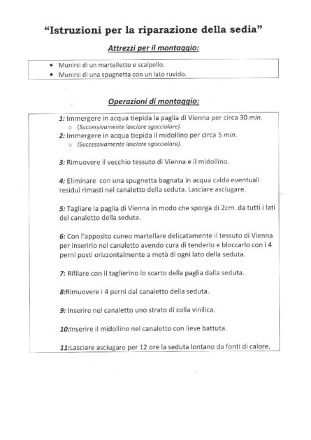 Paglia di Vienna da H 40 cm a metraggio