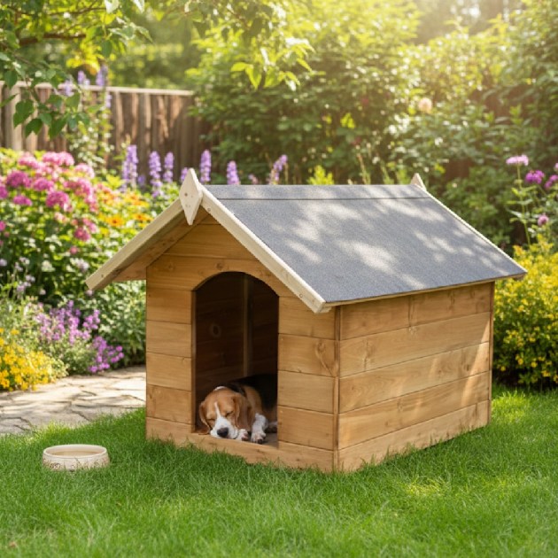 Cuccia in legno per cani con tetto apribile mm 1030 x 675 x 685 H