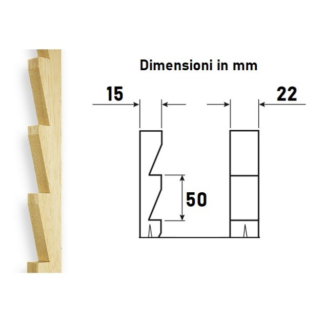 Scaletta Reggipiano Frassino mm 15 x 22