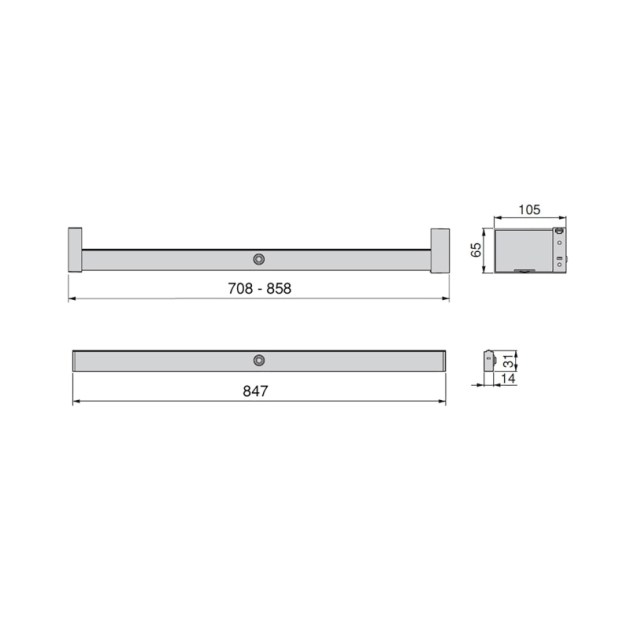 Emuca Barra appendiabili per armadi Castor con luce LED, batteria rimovibile e sensore di movimento, 858, Anodizzato opaco
