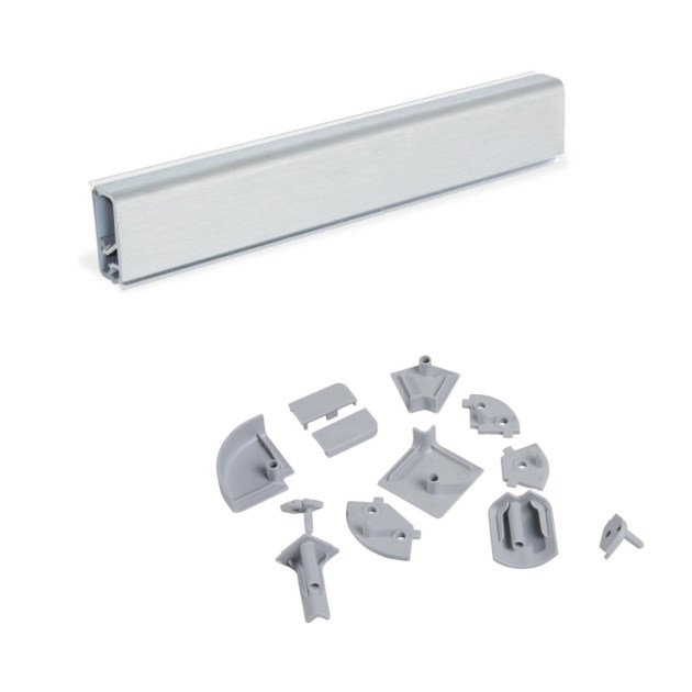 Emuca Alzatina rettangolare per cucina Miniline con accessori per installazione., 2,35 m, Anodizzato satinato