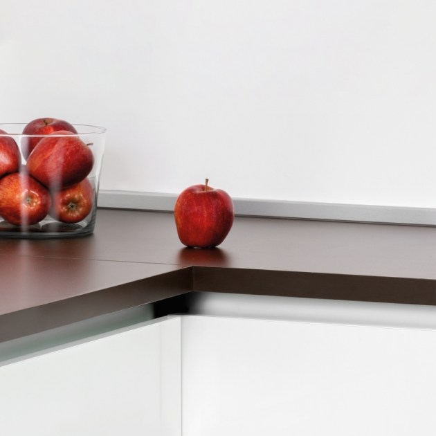 Emuca Alzatina rettangolare per cucina Miniline con accessori per installazione., 2,35 m, Anodizzato satinato