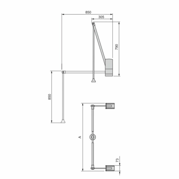 Emuca Appendiabiti per armadio Hang a parete, 600-830, Cromato brillo, Acciaio e Tecnoplastica, 1 un
