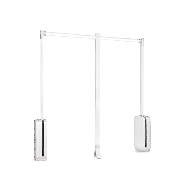 Emuca Appendiabiti per armadio Sling, 450 - 600, Plastica bianca, Acciaio e Tecnoplastica