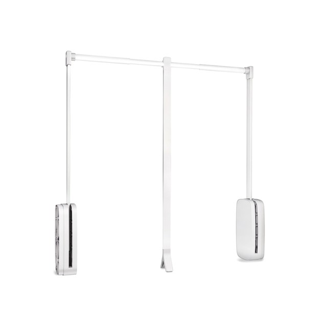 Emuca Appendiabiti per armadio Sling, 600 - 830, Plastica bianca, Acciaio e Tecnoplastica
