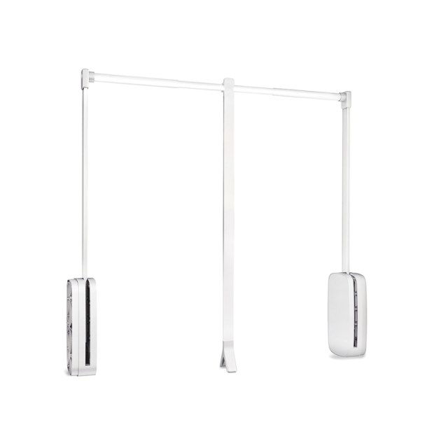 Emuca Appendiabiti per armadio Sling, 830 - 1150, Plastica bianca, Acciaio e Tecnoplastica