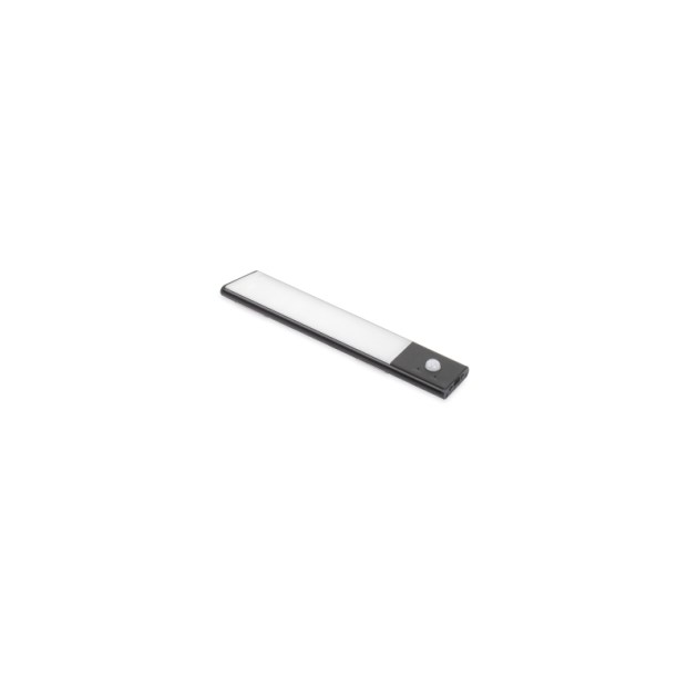 Emuca Applique LED Kaus Black ricaricabile via USB con sensore di movimento, 240mm, Verniciato nero