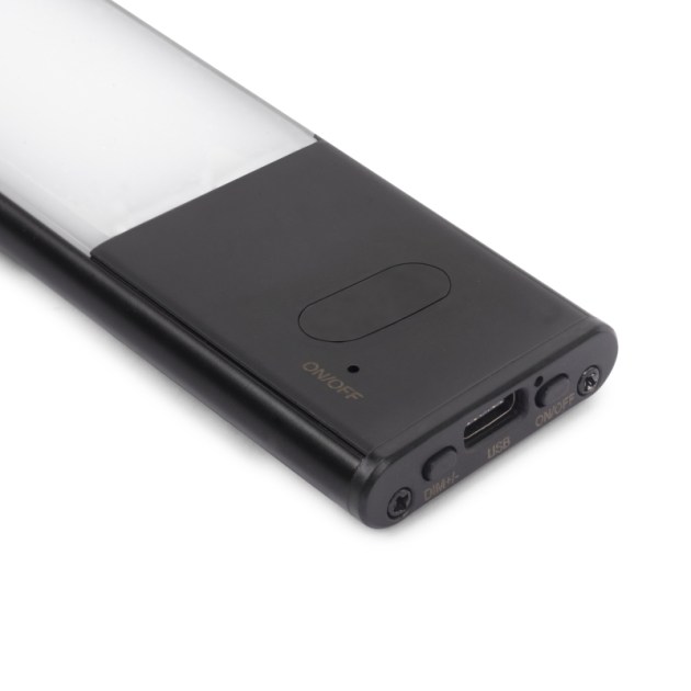 Emuca Applique LED Kaus Black ricaricabile via USB con sensore tattile di prossimità, 240mm, Verniciato nero