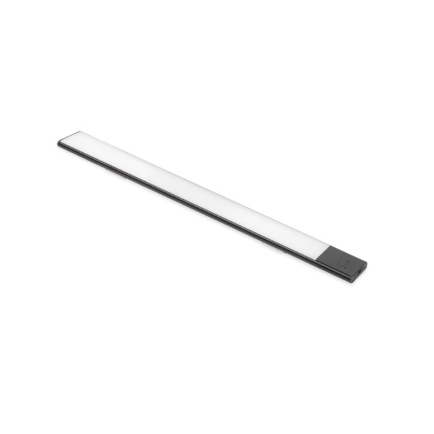 Emuca Applique LED Kaus Black ricaricabile via USB con sensore tattile di prossimità, 400mm, Verniciato nero