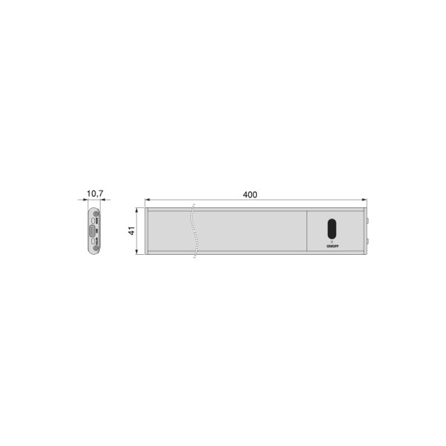 Emuca Applique LED Kaus Black ricaricabile via USB con sensore tattile di prossimità, 400mm, Verniciato nero