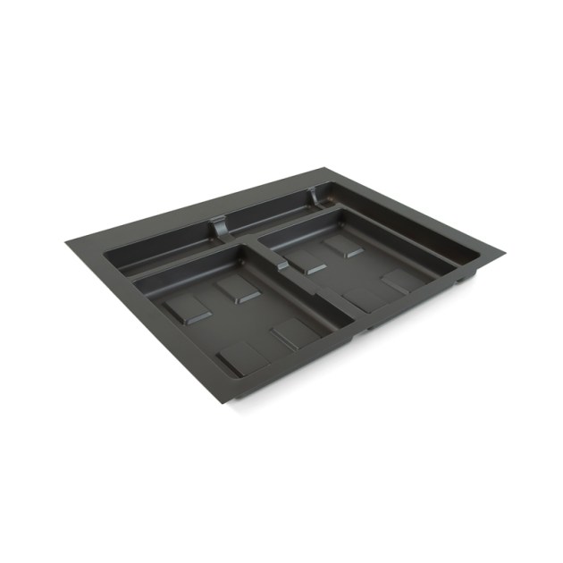 Emuca Base Recycle per contenitori per cassetti da cucina, 2 cavità, Plastica grigio antracite, Tecnoplastica