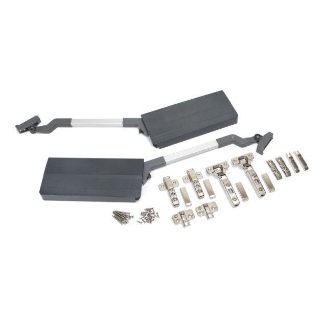Emuca Braccetto per ante elevabile Agile Flap, 7 - 11,6 kg, Plastica grigio antracite, Acciaio