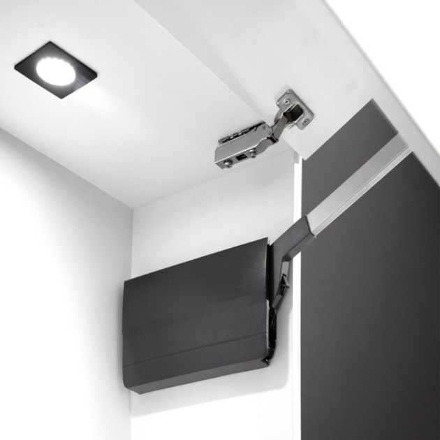 Emuca Braccetto per ante elevabile Agile Flap, 7,8 - 13 kg, Plastica grigio antracite, Acciaio