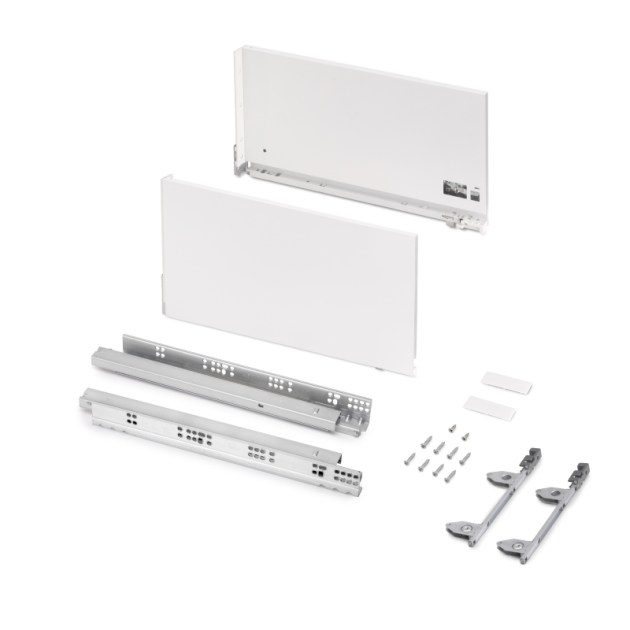 Emuca Cassetto esterno Vertex 3D 60 kg altezza 242 mm, profondità 450 mm, Verniciato bianco, Acciaio