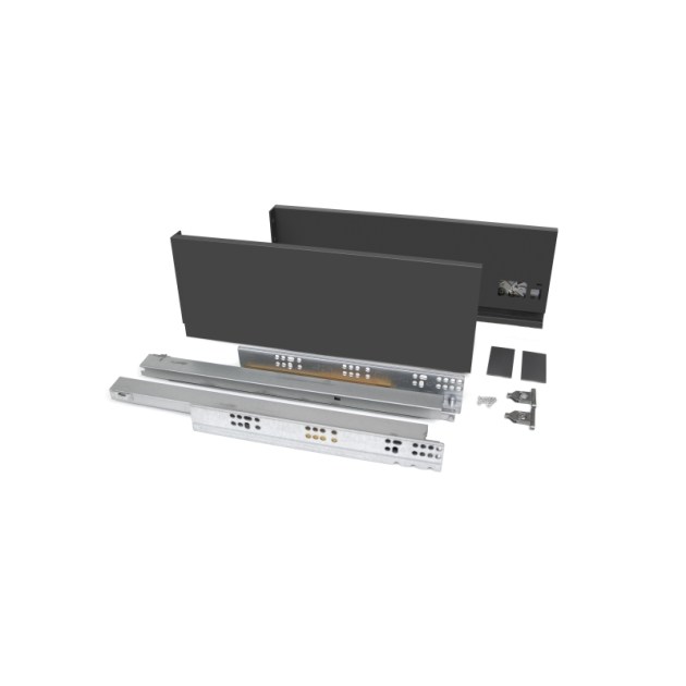 Emuca Cassetto esterno Vertex 40 kg altezza 131 mm, 131, Grigio antracite, Acciaio