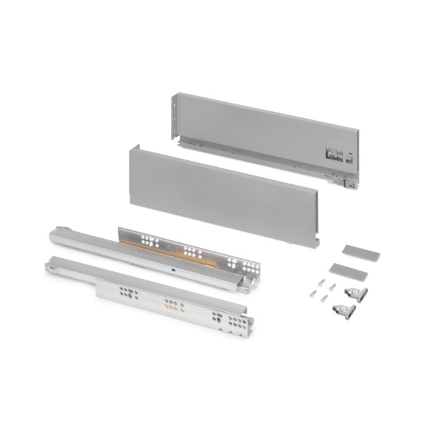 Emuca Cassetto esterno Vertex 40 kg altezza 131 mm, Profondità:450, Verniciato alluminio, Acciaio, 1 u.