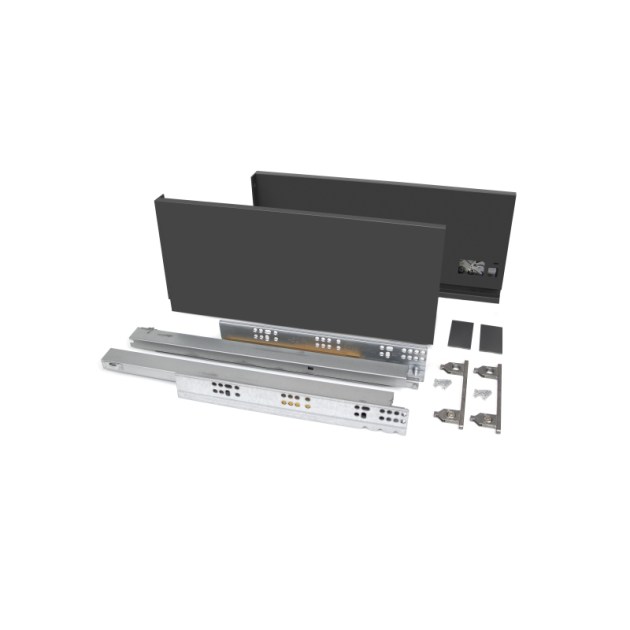 Emuca Cassetto esterno Vertex 40kg altezza 178mm, profondità 500mm, Acciaio, Grigio antracite