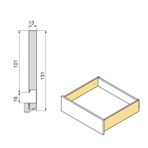 Emuca Cassetto esterno Vertex con regolazione 3D altezza 131mm, 40kg, profondità 400mm, Acciaio, Verniciato bianco
