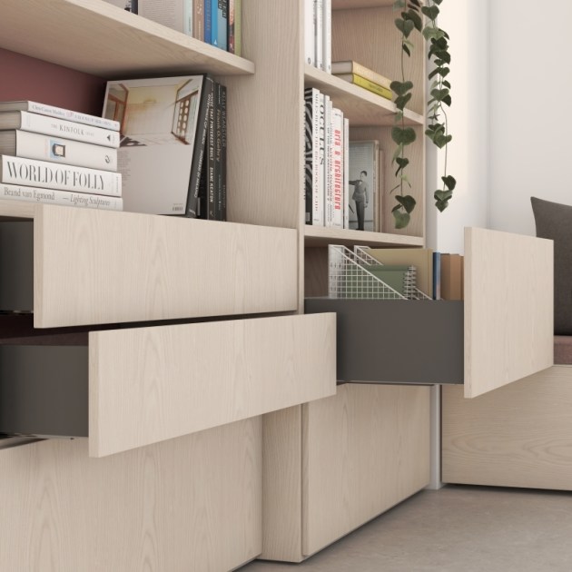 Emuca Cassetto esterno Vertex con regolazione 3D altezza 178mm, 40kg, profondità 350mm, Acciaio, Grigio antracite
