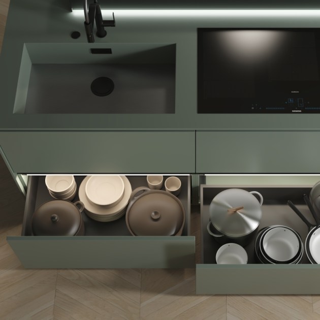 Emuca Cassetto esterno Vertex con regolazione 3D altezza 178mm, 40kg, profondità 450mm, Acciaio, Grigio antracite