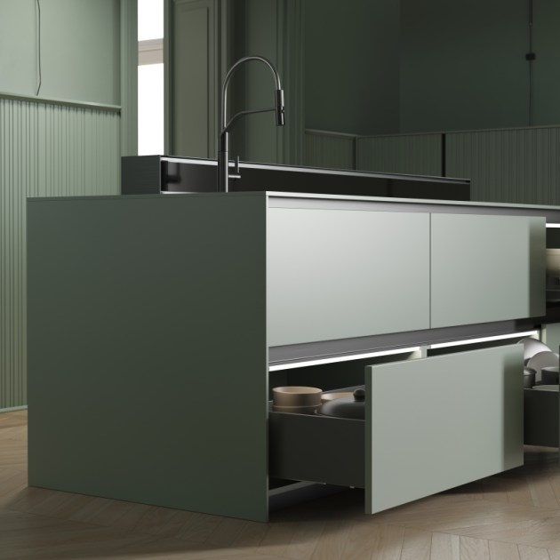 Emuca Cassetto esterno Vertex con regolazione 3D altezza 178mm, 40kg, profondità 500mm, Acciaio, Grigio antracite