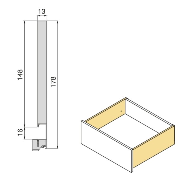Emuca Cassetto esterno Vertex con regolazione 3D altezza 178mm, 40kg, profondità 500mm, Acciaio, Verniciato bianco