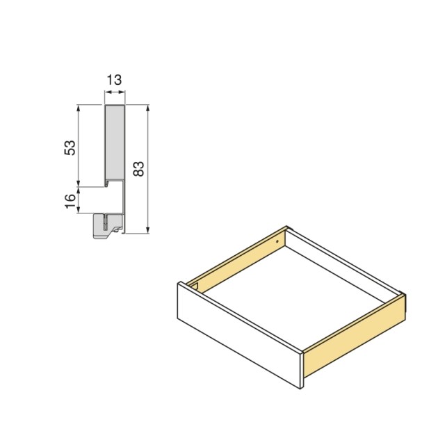 Emuca Cassetto esterno Vertex con regolazione 3D altezza 83mm, 40kg, profondità 500mm, Acciaio, Verniciato bianco