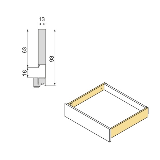 Emuca Cassetto esterno Vertex con regolazione 3D altezza 93mm, 40kg, profondità 450mm, Acciaio, Verniciato bianco