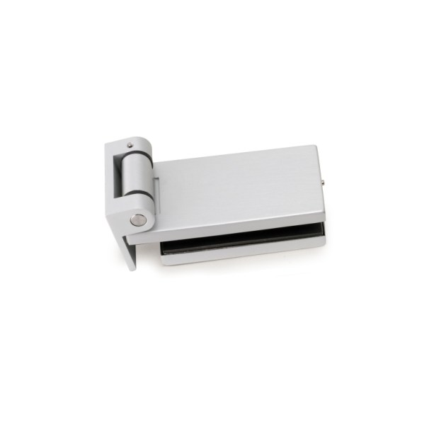 Emuca Cerniera per anta in vetro, cerniera orizzontale con forcella da 40 mm, per anta da 8-12 mm, alluminio e acciaio, grigio metallizzato