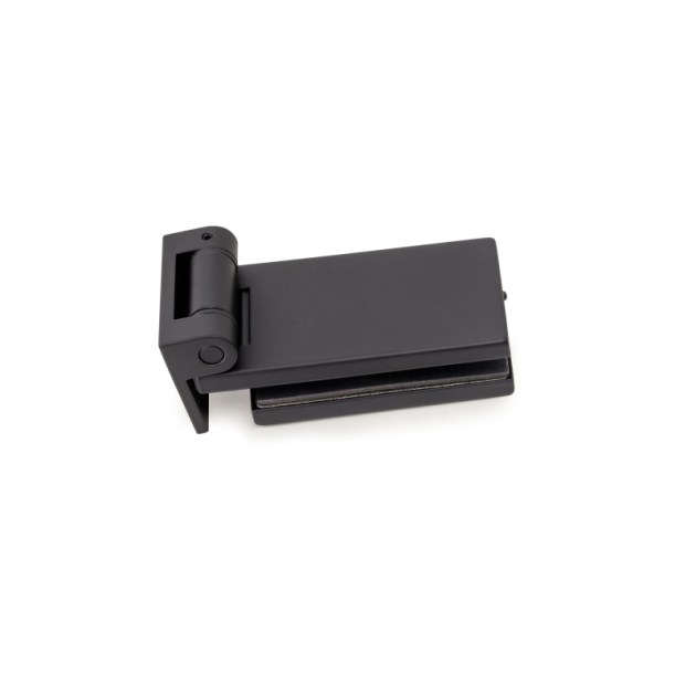 Emuca Cerniera per anta in vetro, cerniera orizzontale con forcella da 40 mm, per anta da 8-12 mm, alluminio e acciaio, verniciato nero