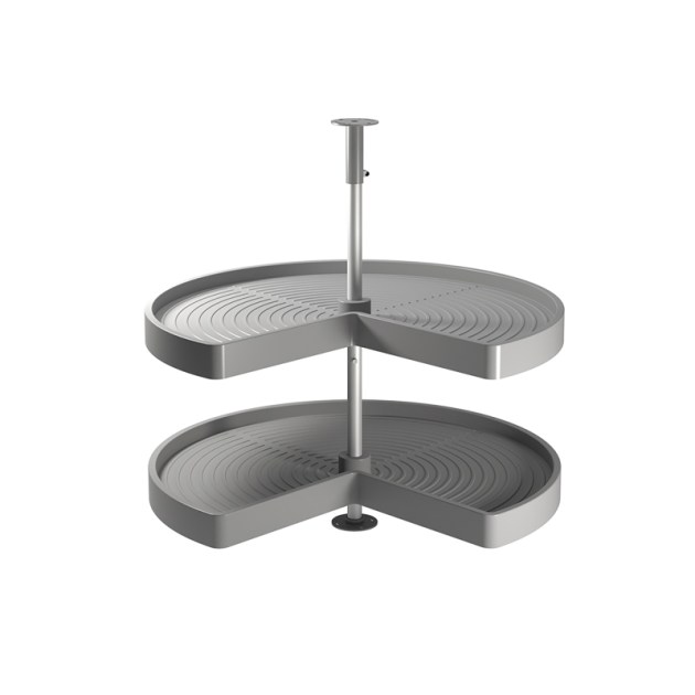 Emuca Coppia di cestelli girevole Shelvo 3/4, 900, Plastica grigia, Tecnoplastica e Alluminio