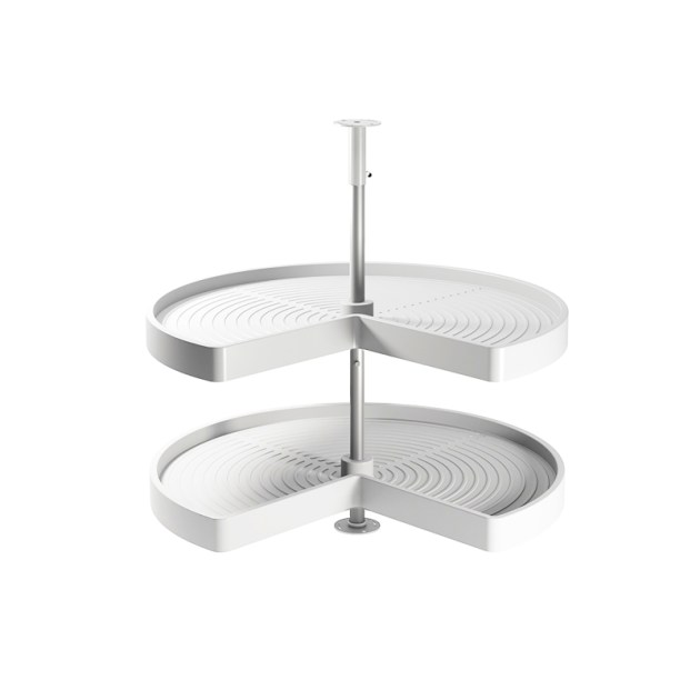 Emuca Coppia di cestelli girevole Shelvo 3/4, 900, Plastica bianca, Tecnoplastica e Alluminio
