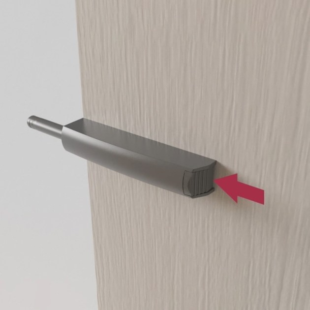 Emuca Chiudiporta Push Lite da avvitare nel mobile con regolazione, 80 mm, Ammortizzata, Plastica grigia, Tecnoplastica, 10 unità