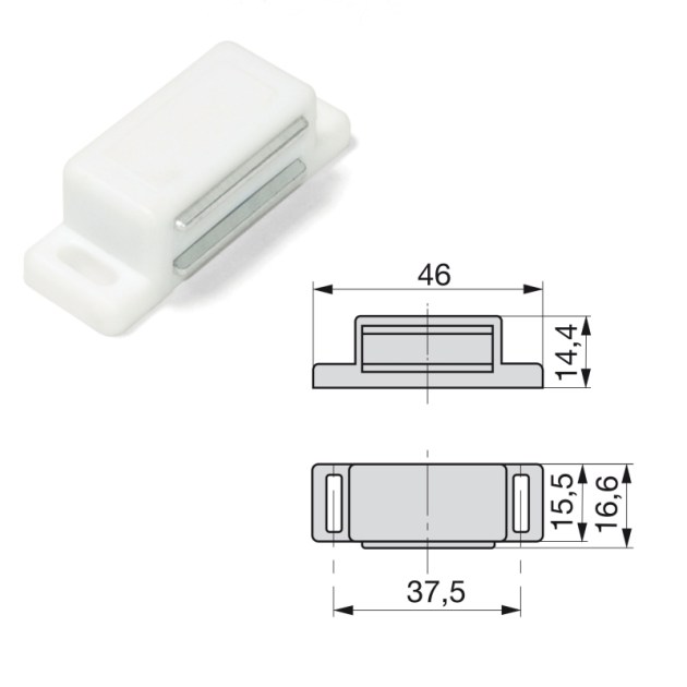 Emuca Chiusura magnetica per ante, Acciaio e Plastica, Bianco, 20 u.