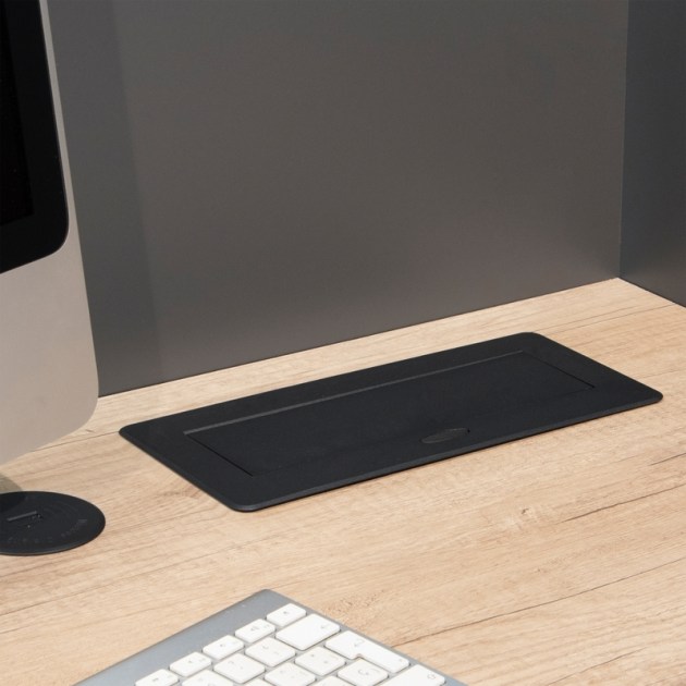 Emuca Multipresa Atom 26 Lite per scrivania, Verniciato nero, Zama e Acciaio e Tecnoplastica