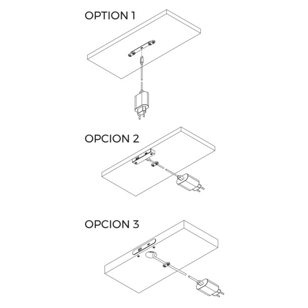 Emuca Connettore USB A+C Linky (81x12mm), 5V/9V DC 3A (15W), Plastica nera, Tecnoplastica