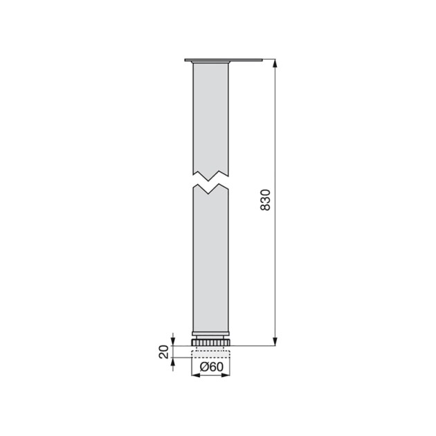 Emuca Gambe per tavola D. 60 mm di acciaio, Ø 60, Nichel satinado, Acciaio