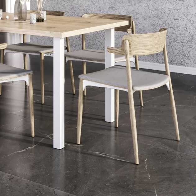 Emuca Gambe per tavolo quadrate, 50x50mm, Verniciato bianco, Acciaio