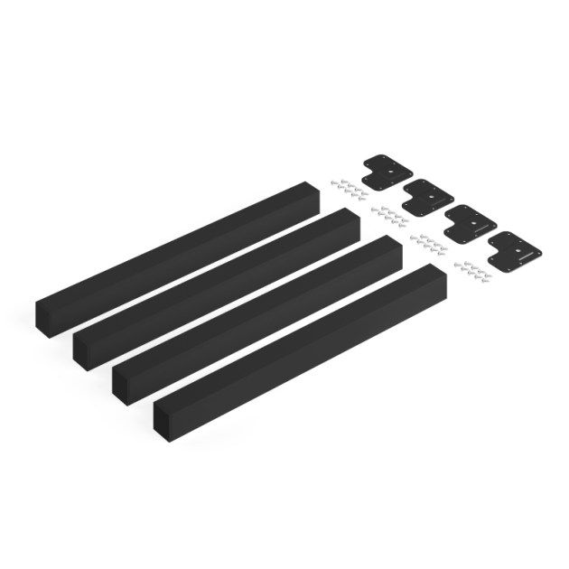 Emuca Gambe per tavolo quadrate, 50x50mm, Verniciato nero, Acciaio