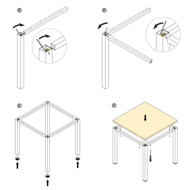 Emuca Gambe quadrate e struttura per tavolo, 50x50mm, 750x750, Verniciato bianco, Acciaio