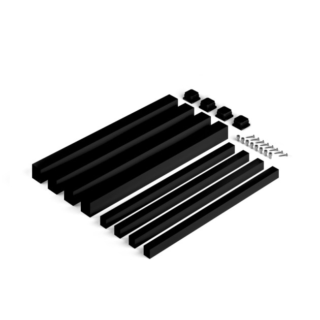 Emuca Gambe quadrate e struttura per tavolo, 50x50mm, 750x750, Verniciato nero, Acciaio