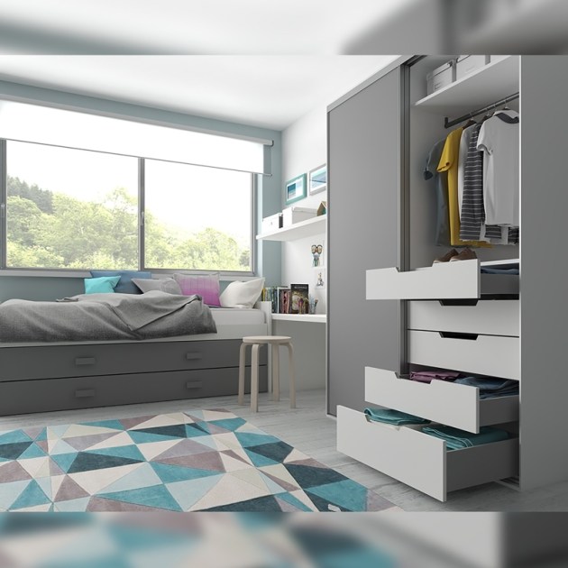 Emuca Cassetto esterno Concept 30 kg altezza 105 mm, 400, Grigio antracite, Acciaio